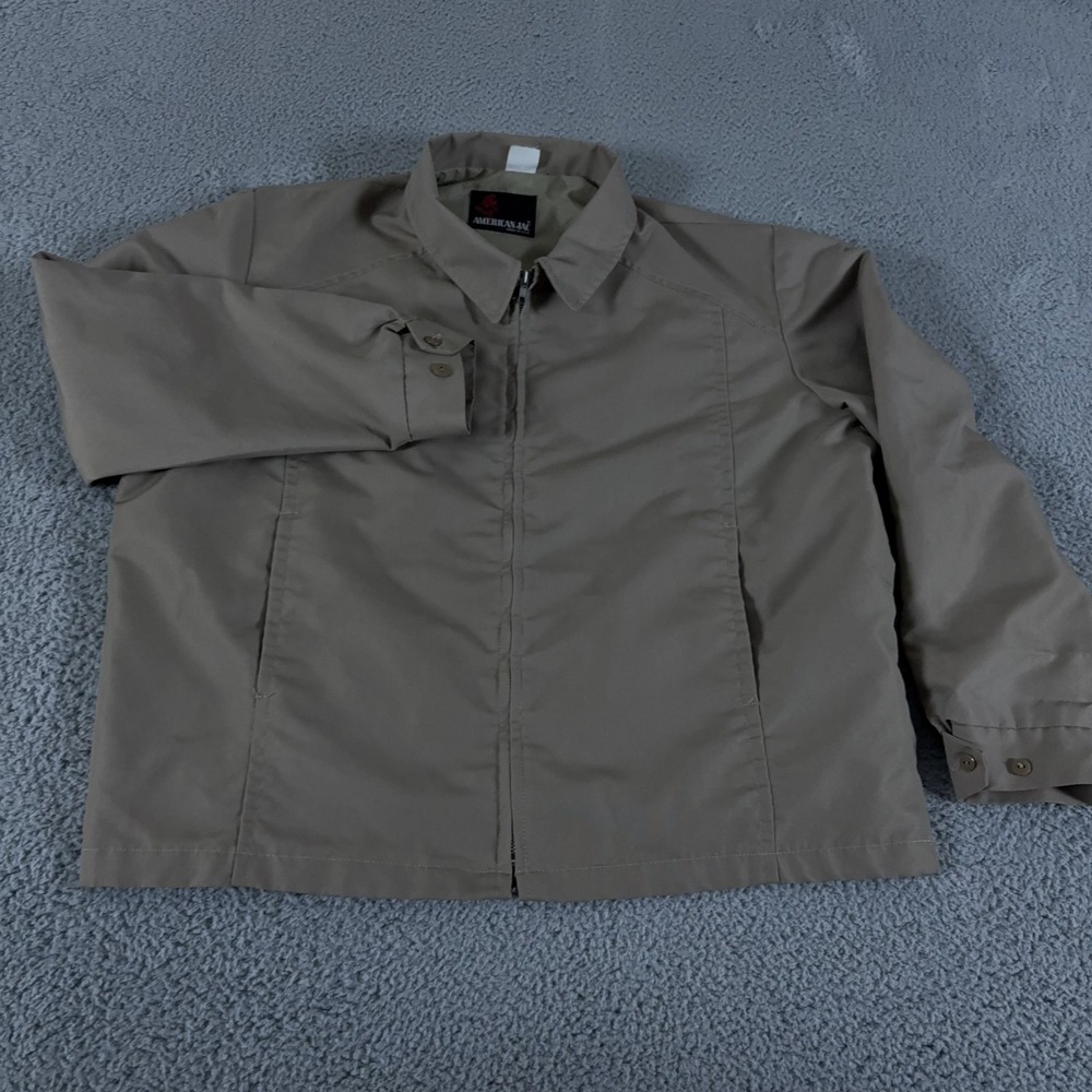 VINTAGE American Jac Jacket Mens XXL Tan Bomber Nylon Lined Harrington USA 90s